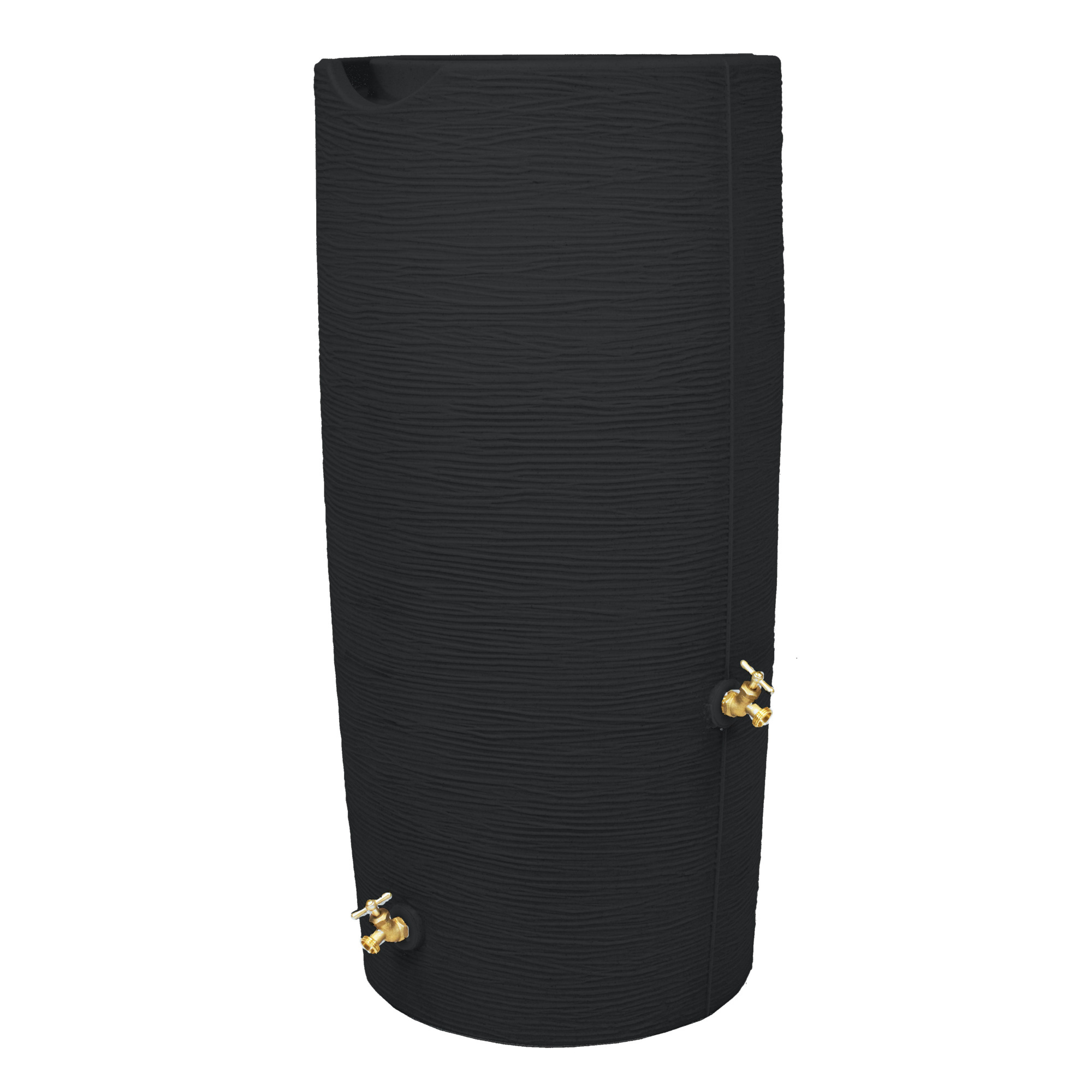 Good Ideas Impressions Stone Rain Saver Barrel — 50 Gallon, Black, Integrated Overflow Channel, Model# IM-STO050-BLK